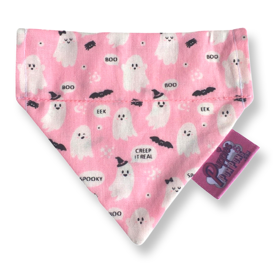 Cute Pink Ghosts! Halloween Dog Bandana-0