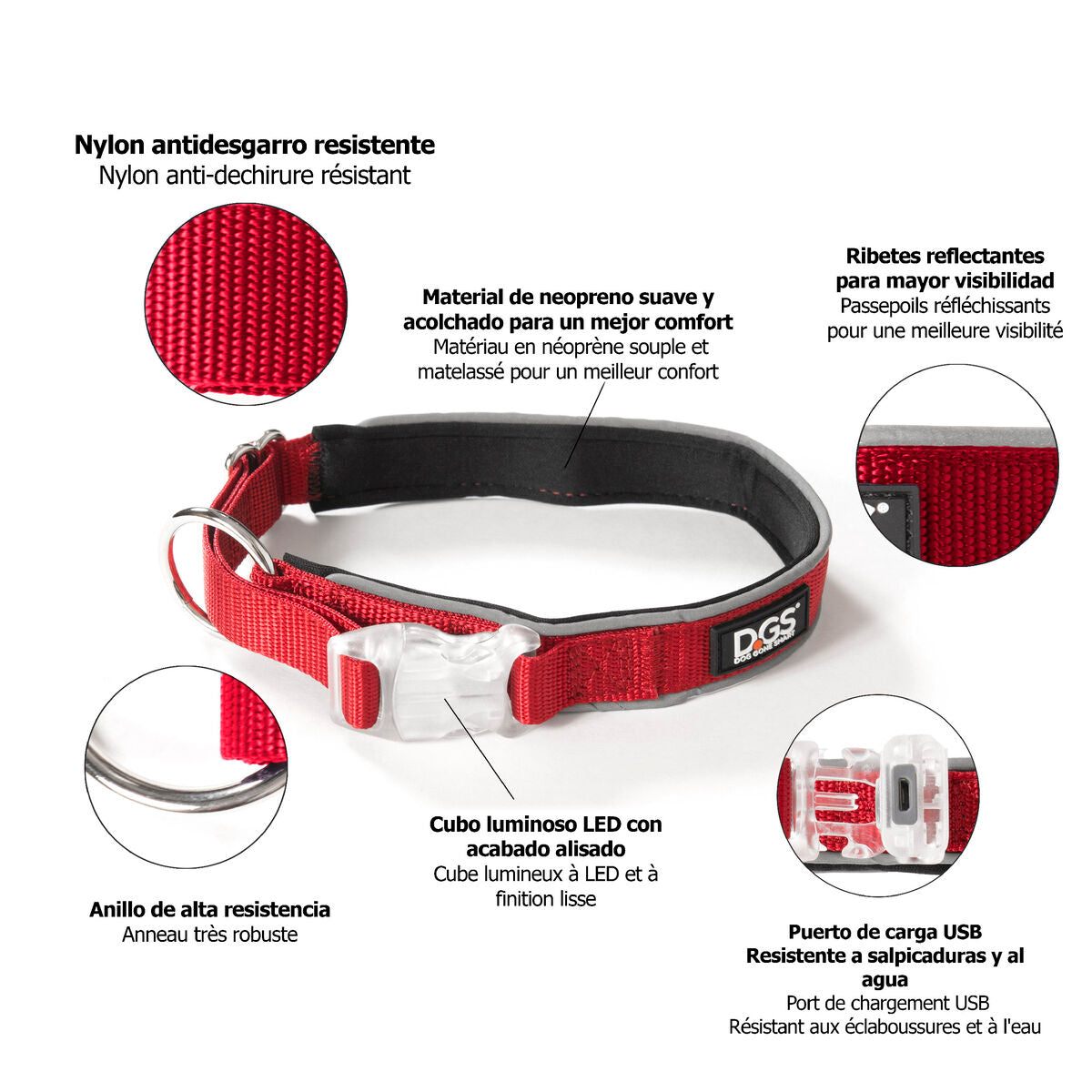 Dog collar Dog Gone Smart Red 12 Light-2