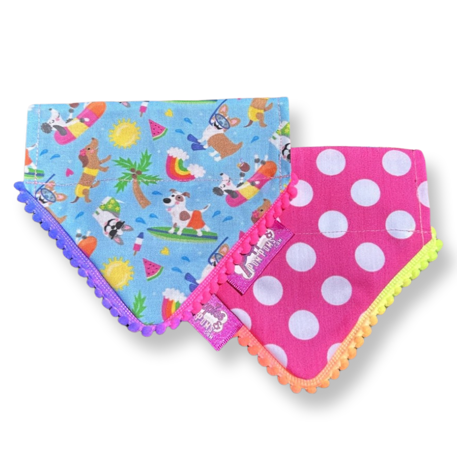 Handmade Beach Dogs Polka Dot Dog Bandana - Slide On