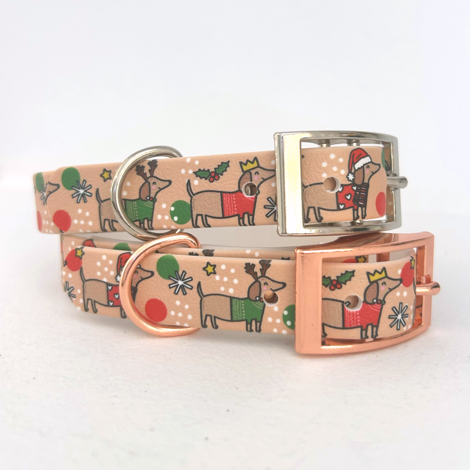 Christmas Dachshunds Handmade Dog Collar-1