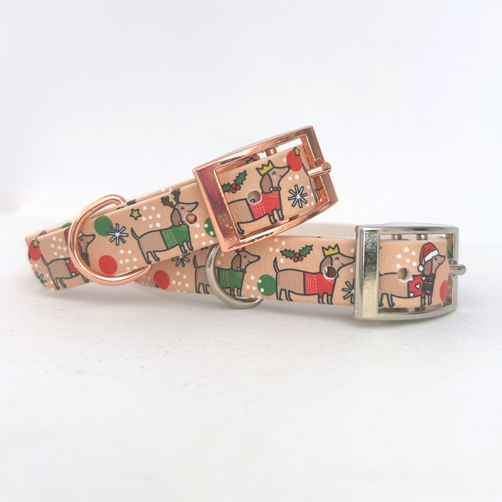 Christmas Dachshunds Handmade Dog Collar-4