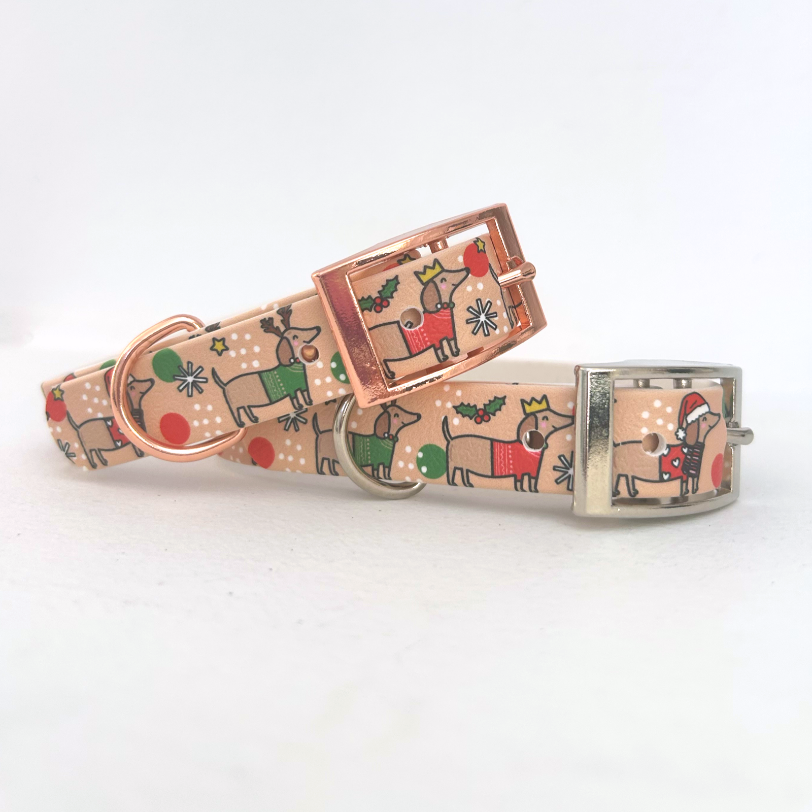 Christmas Dachshunds Handmade Dog Collar-4
