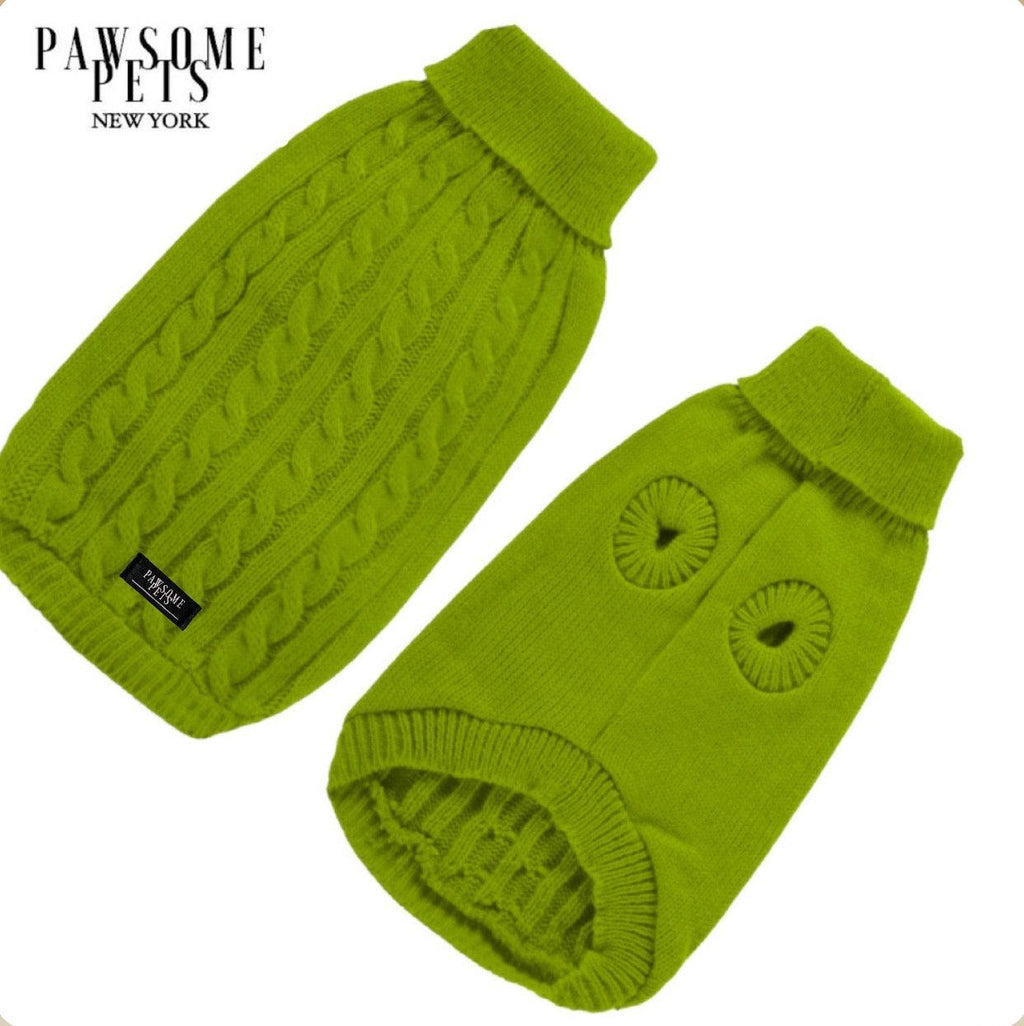 DOG AND CAT CABLE KNIT SWEATER - AVOCADO-0