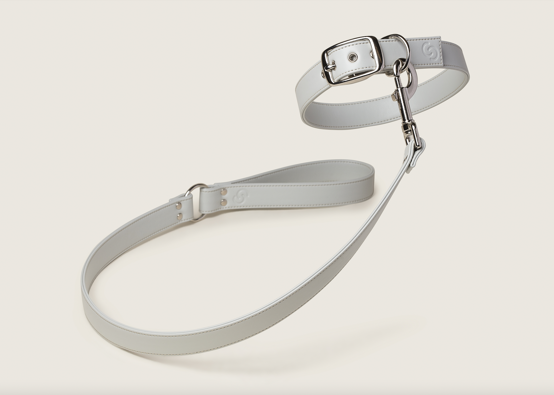 Ice blue vegan apple leather dog collar