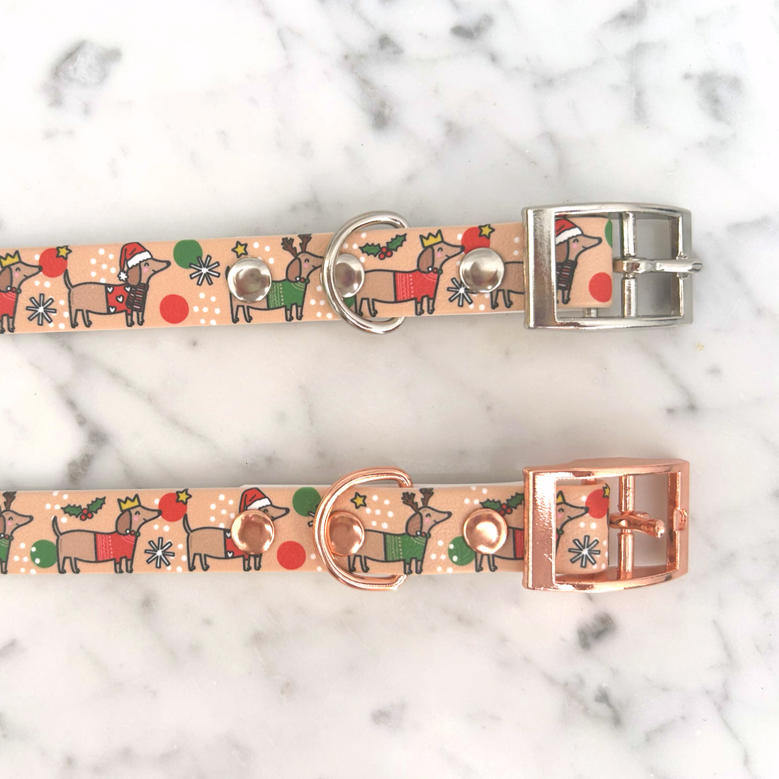 Christmas Dachshunds Handmade Dog Collar-3