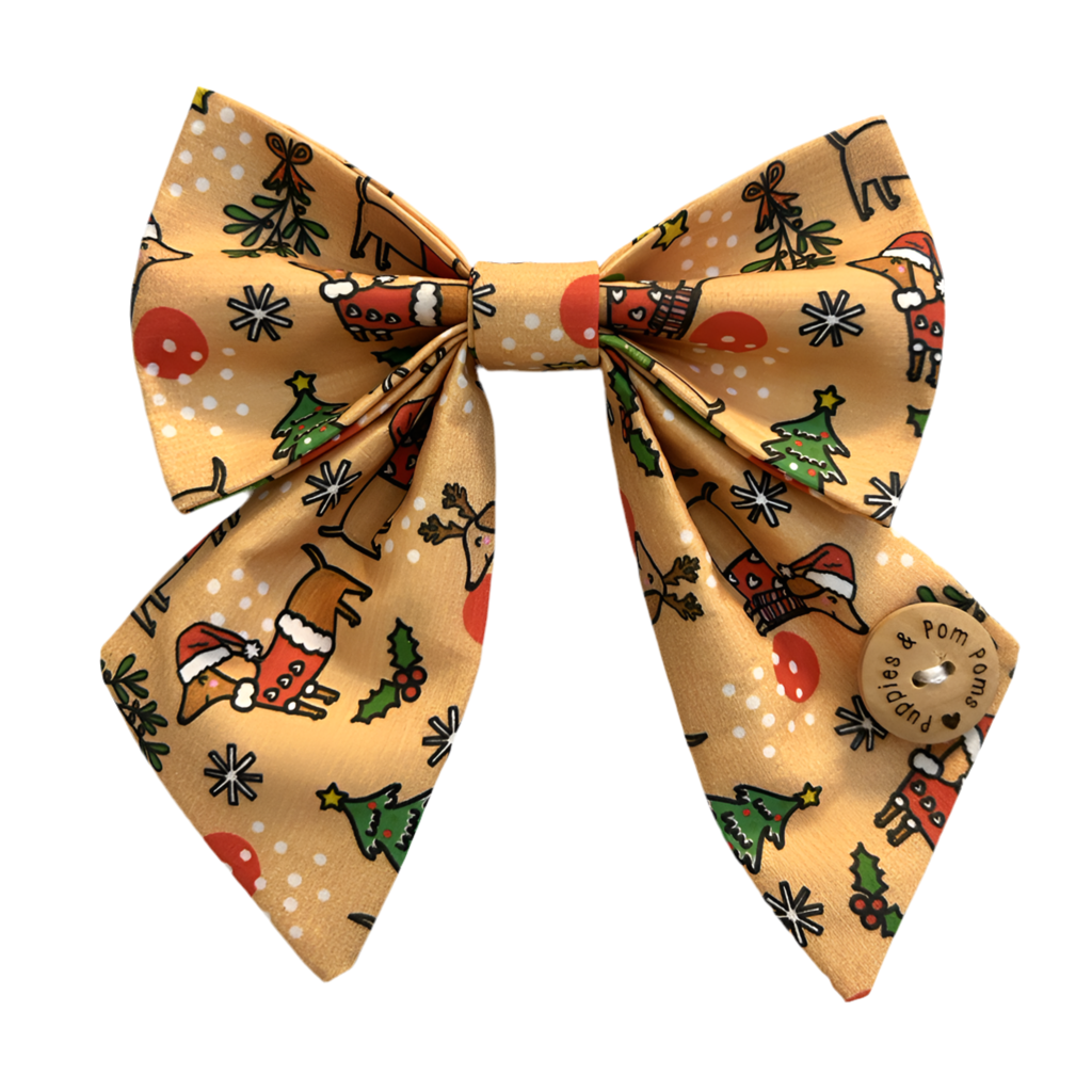 Handmade Dog Sailer Bow Tie - Christmas Dachshunds-0
