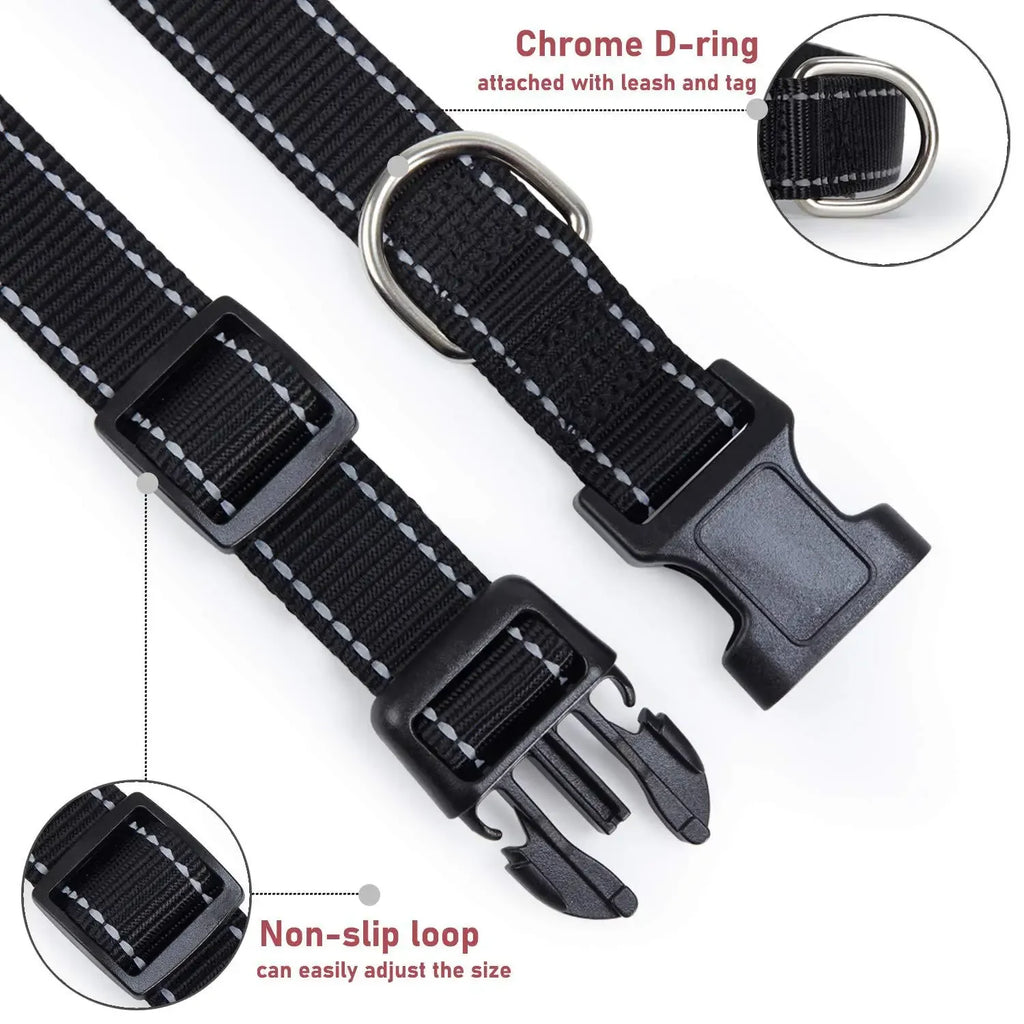 Reflective Padded Nylon Dog Collar