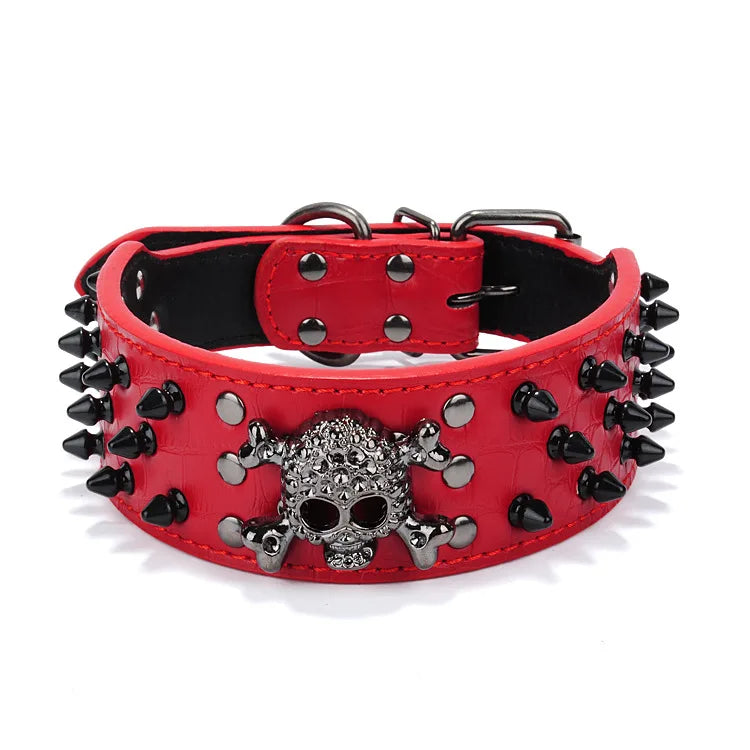 Skull and Crossbones Studded Collar