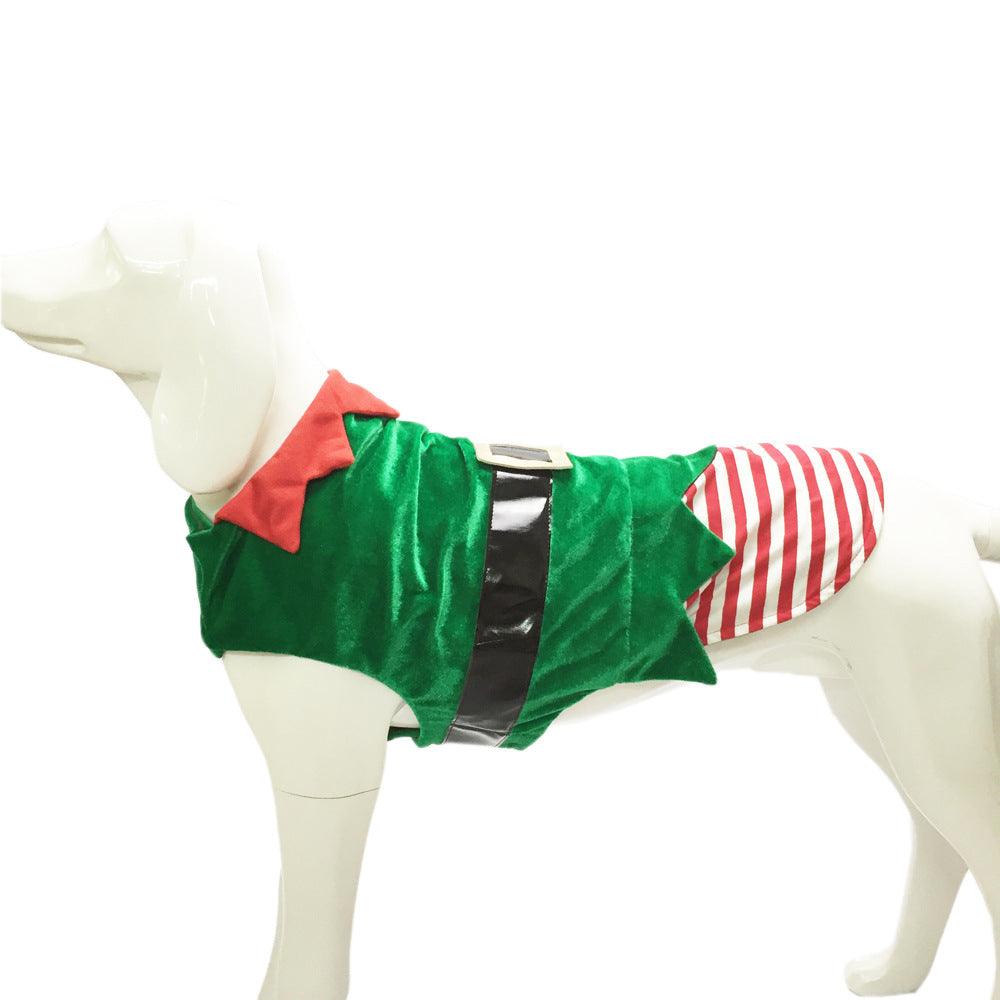 Festive Green Elf Pet Dog Christmas Costume-3
