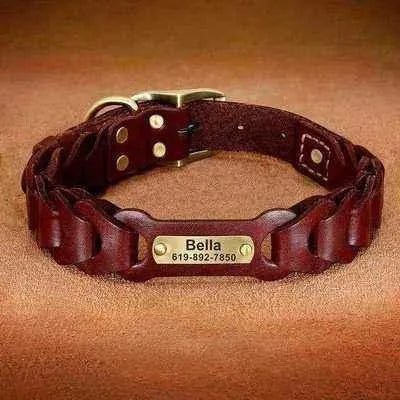 Didog Personalised Leather Dog Collar-2