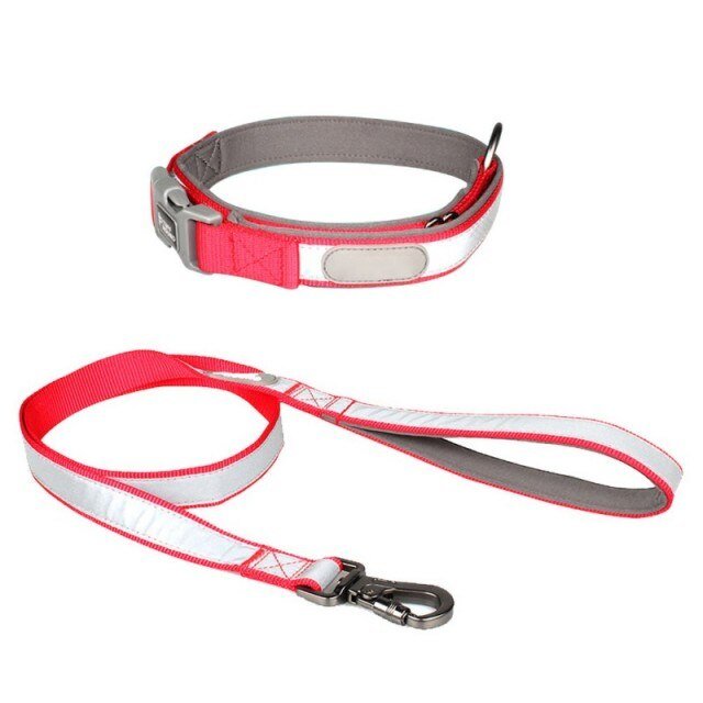Dog Collars and leash Set Reflective Pet Dog Tag Collar Leash Lead For Small Medium Large Dogs Pitbull Bulldog Pugs-1