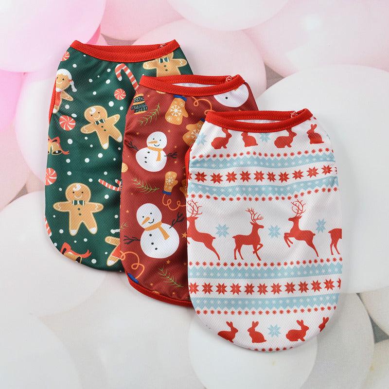 Festive Holiday Pet Vest - Christmas Cartoon Dog Clothes-0
