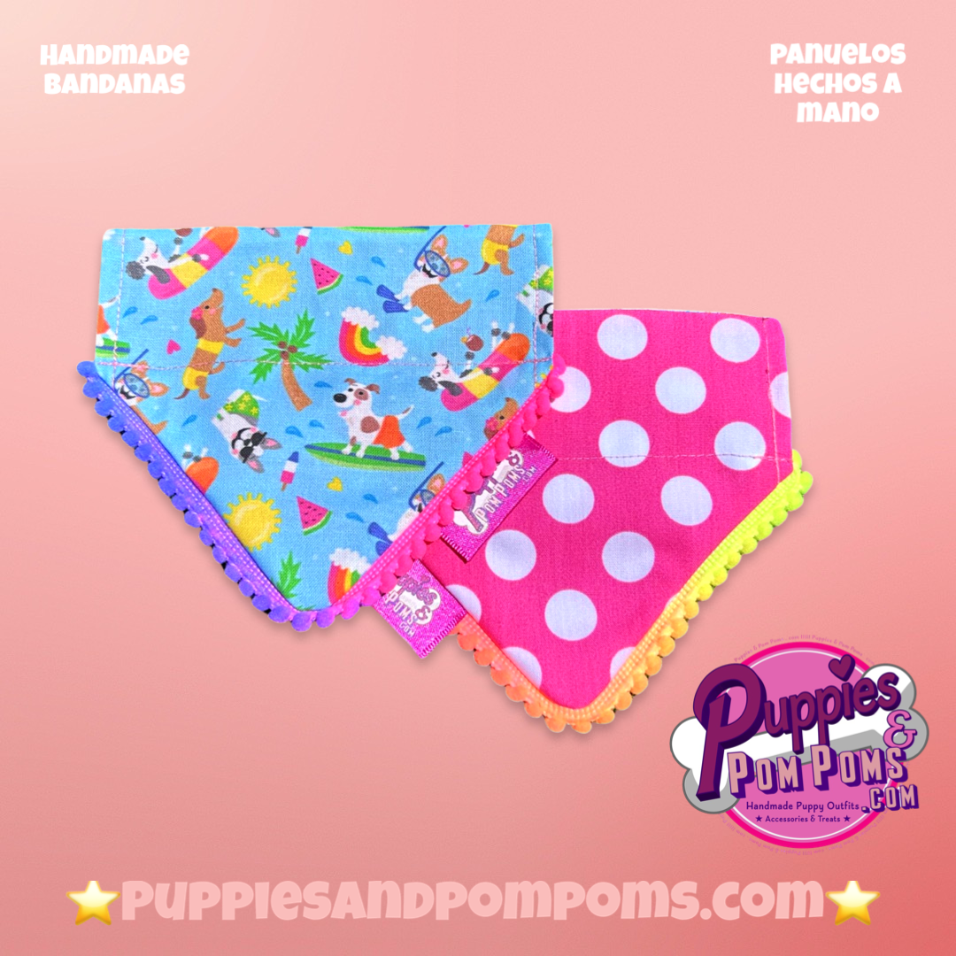 Handmade Beach Dogs Polka Dot Dog Bandana - Slide On