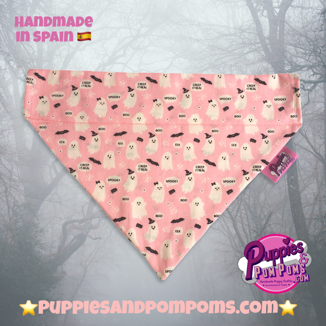 Cute Pink Ghosts! Halloween Dog Bandana-5