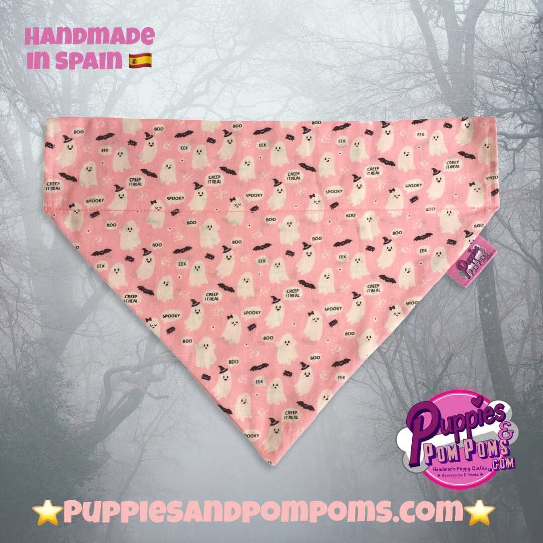 Cute Pink Ghosts! Halloween Dog Bandana-4