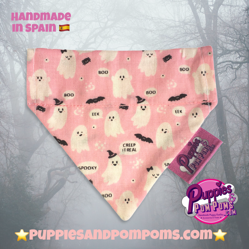 Cute Pink Ghosts! Halloween Dog Bandana-2