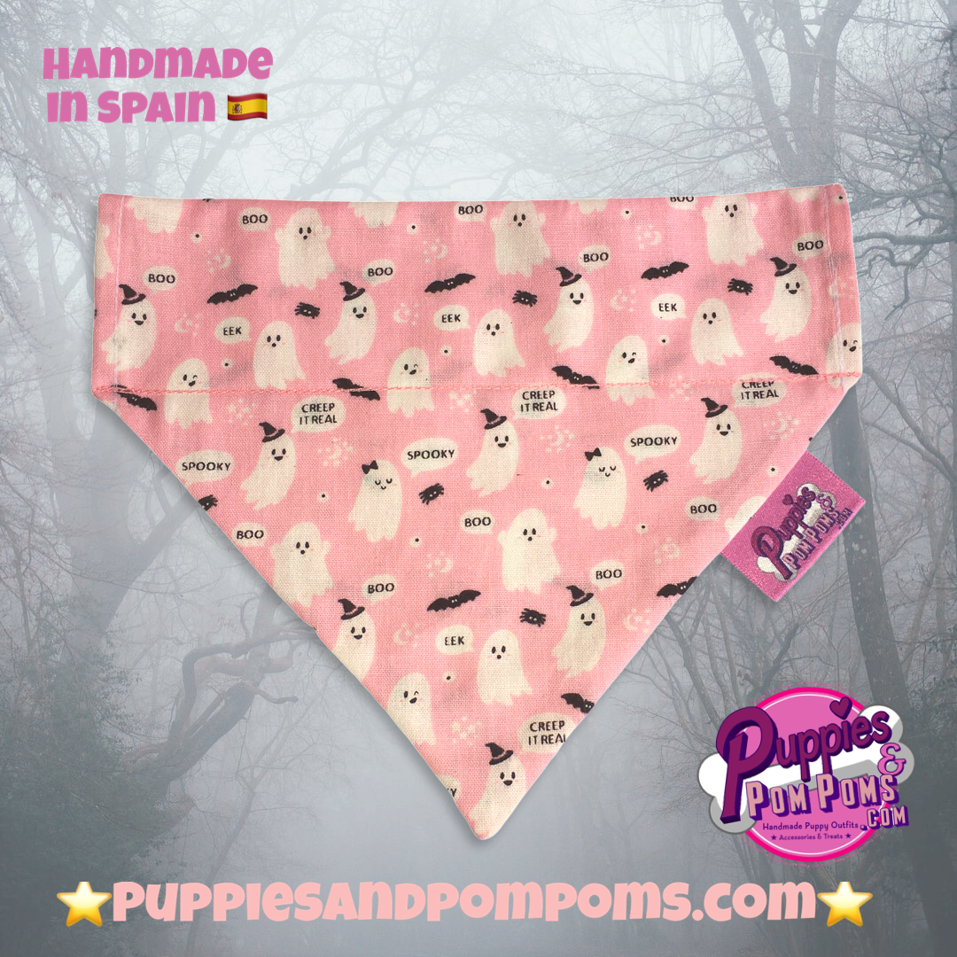 Cute Pink Ghosts! Halloween Dog Bandana-3