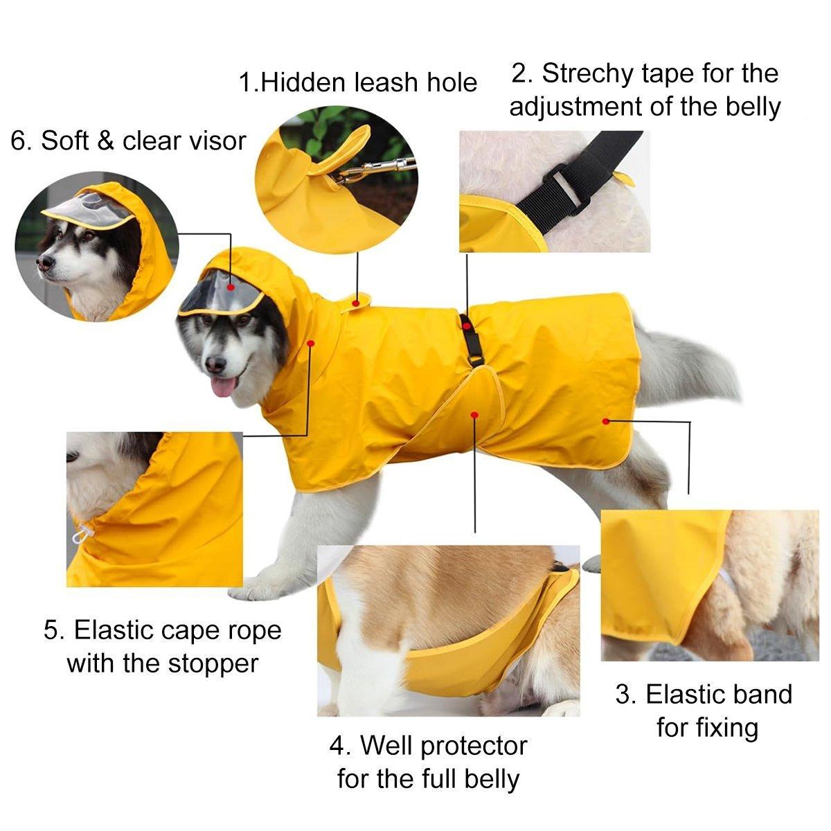 Yellow Dog Raincoat Pet Clothing Waterproof Jacket Outdoor Dog Supplies for Rain