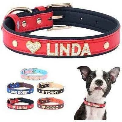 Luxury Rhinestone Pet Collar with Letter Charm-0