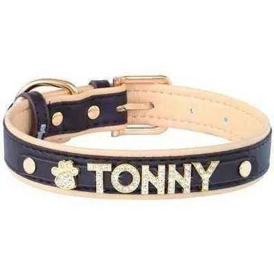 Luxury Rhinestone Pet Collar with Letter Charm-2