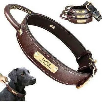 Personalised Leather Dog Collar Set with ID Tag-0