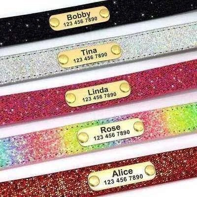 Personalised Sequin Sparkle Pet ID Collar-1