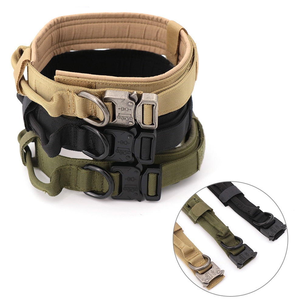 Tactical Dog Collar Adjustable Metal Buckle Dog Collars with Control Handle Training Pet Cat Dog Collar For Small Large Dogs-1