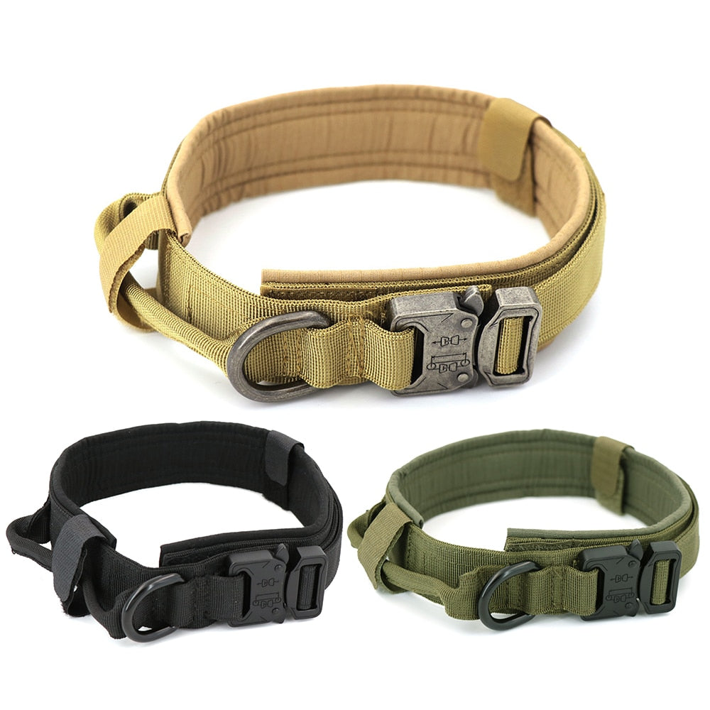 Tactical Dog Collar Adjustable Metal Buckle Dog Collars with Control Handle Training Pet Cat Dog Collar For Small Large Dogs-0