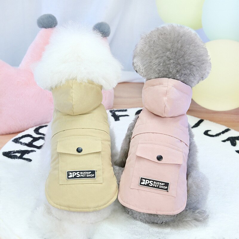 Pet Dog Clothes Winter Warm Corgi Bichon Vest Jacket Soft Plus Velvet Solid Color Sleeveless Hooded Vest for Dogs Pet Clothing-1
